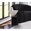 Table d'appoint ronde contemporaine à plateau en métal blanc et piètement noir mat