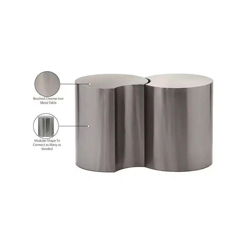 Black Terrazzo Patterned Iron End Table with Modular Design