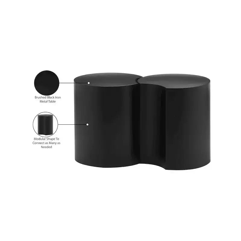 Black Terrazzo Patterned Iron End Table with Modular Design