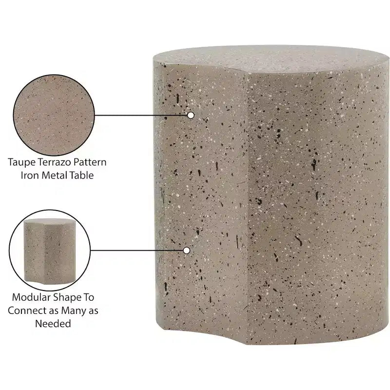 Black Terrazzo Patterned Iron End Table with Modular Design