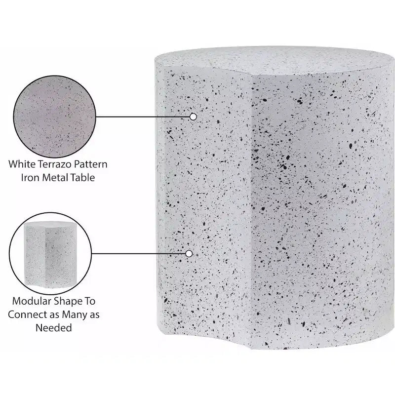 Black Terrazzo Patterned Iron End Table with Modular Design