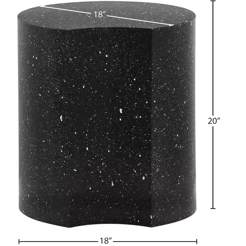 Black Terrazzo Patterned Iron End Table with Modular Design