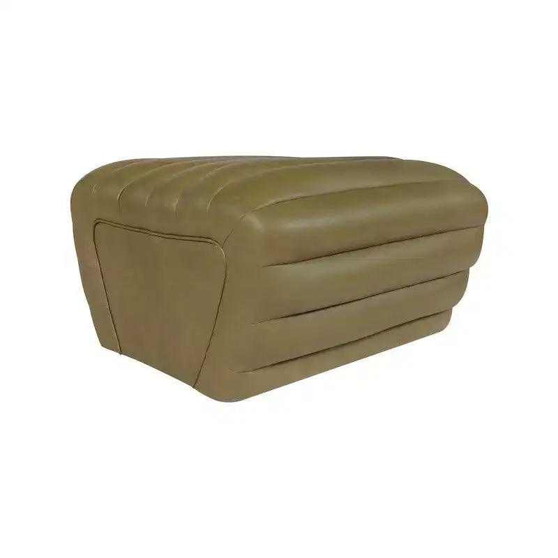 Black Vegan Leather Ottoman with Deep Channel Tufting