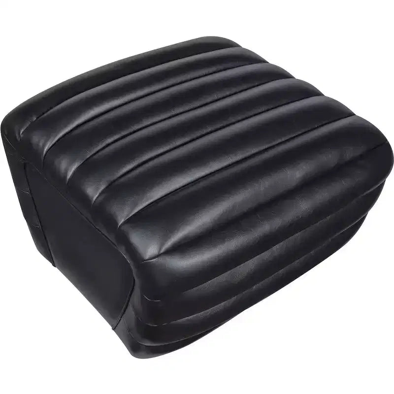 Black Vegan Leather Ottoman with Deep Channel Tufting