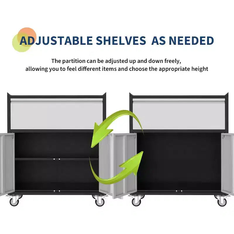 Rolling Garage Storage Cabinet, Heavy Duty Metal Tool Cabinet with Drawer, Adjustable Shelf, Lock & 4 Wheels, Tool Cart for Home Office Workshop