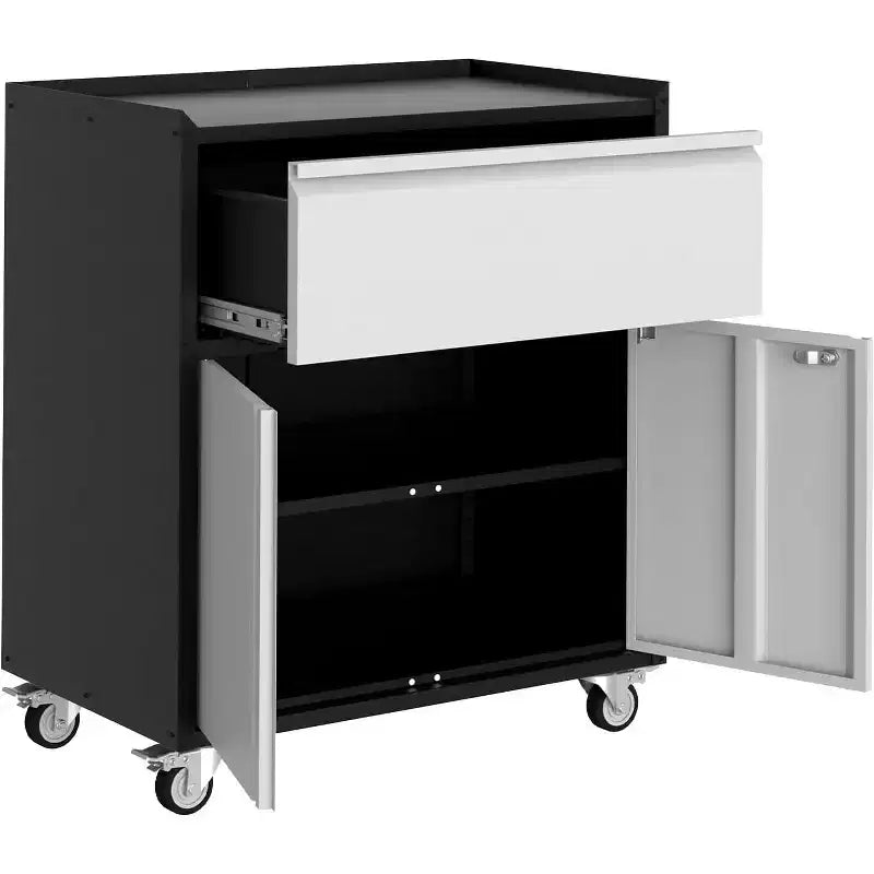 Rolling Garage Storage Cabinet, Heavy Duty Metal Tool Cabinet with Drawer, Adjustable Shelf, Lock & 4 Wheels, Tool Cart for Home Office Workshop