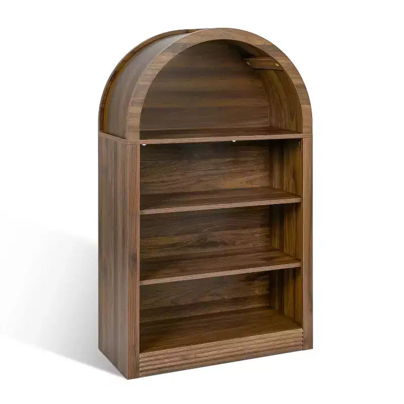 Small Black Arched Bookcase with 4-Tier Storage