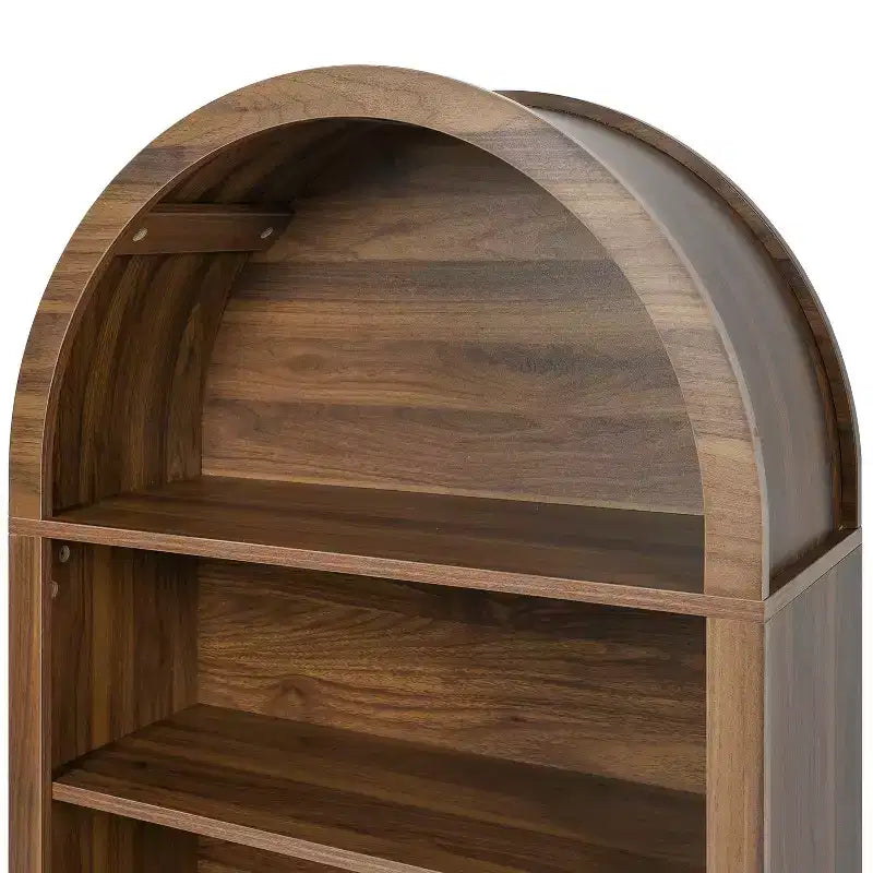 Small Black Arched Bookcase with 4-Tier Storage
