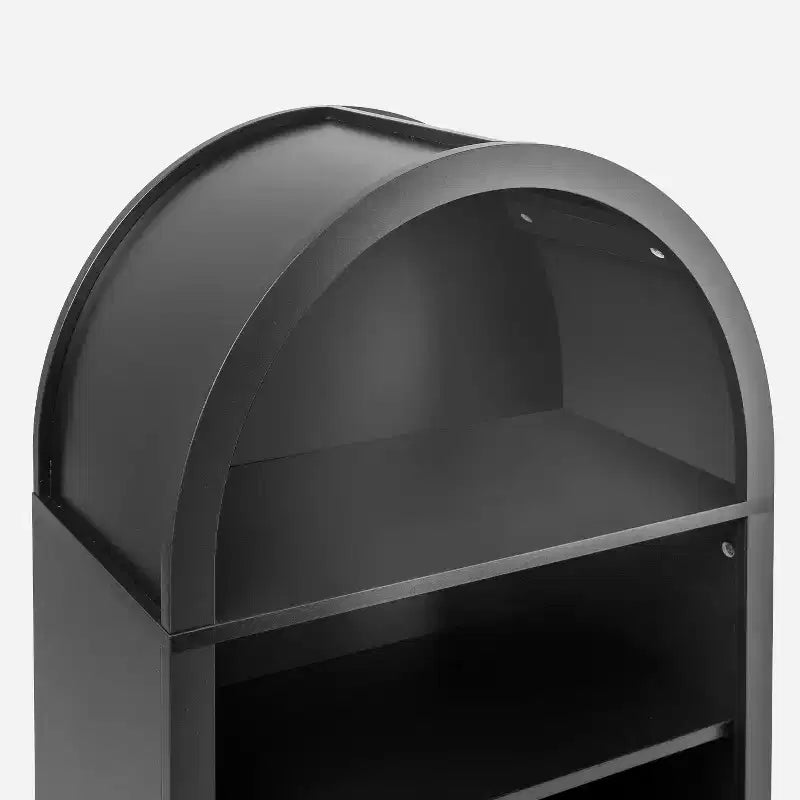 Small Black Arched Bookcase with 4-Tier Storage