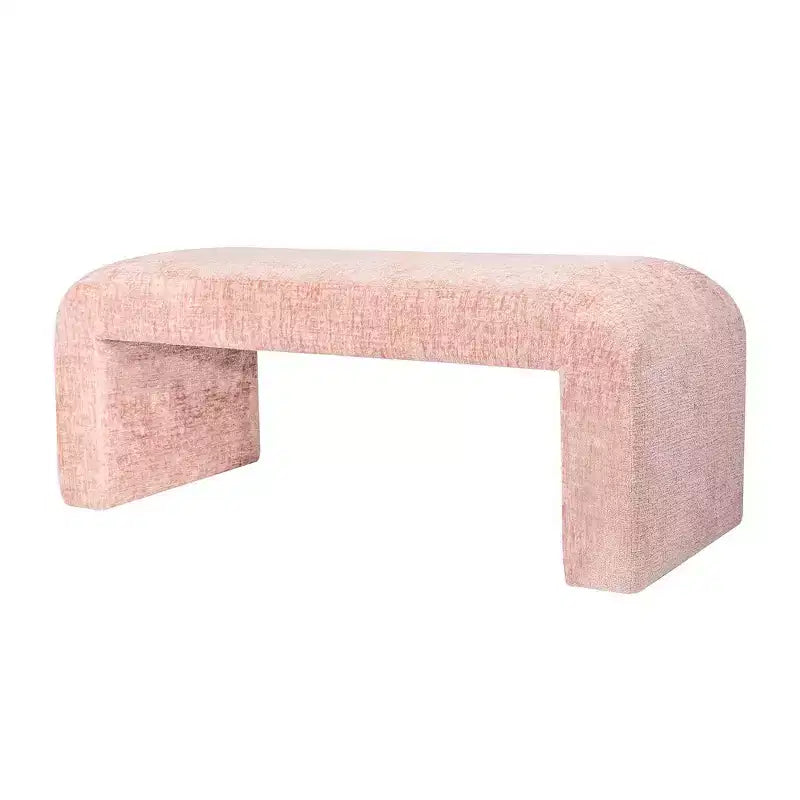 Modern Luxury Curved Upholstered Waterfall Jacquard Bench - Small