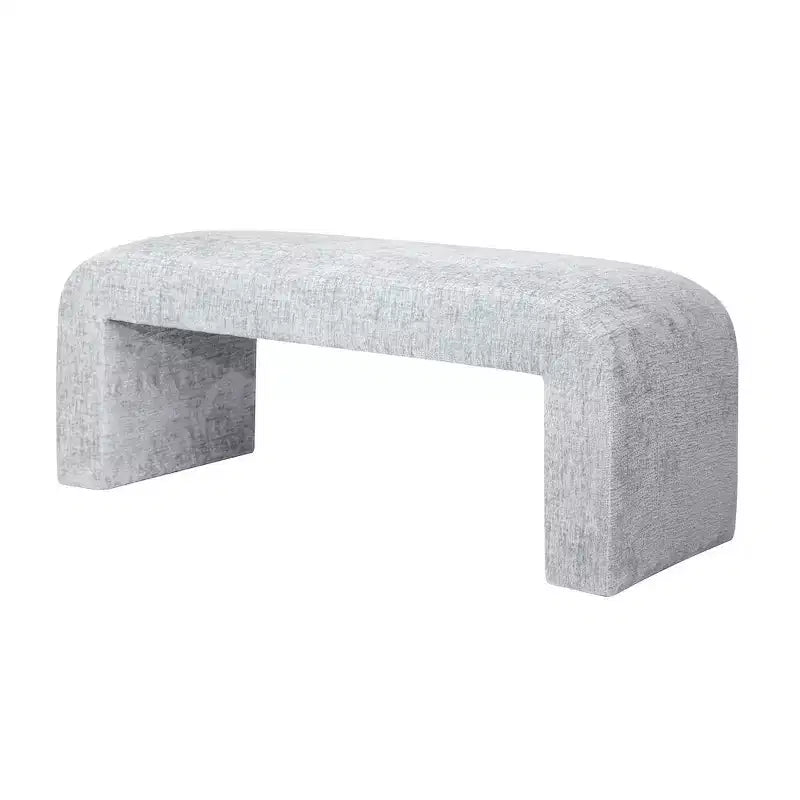 Modern Luxury Curved Upholstered Waterfall Jacquard Bench - Small