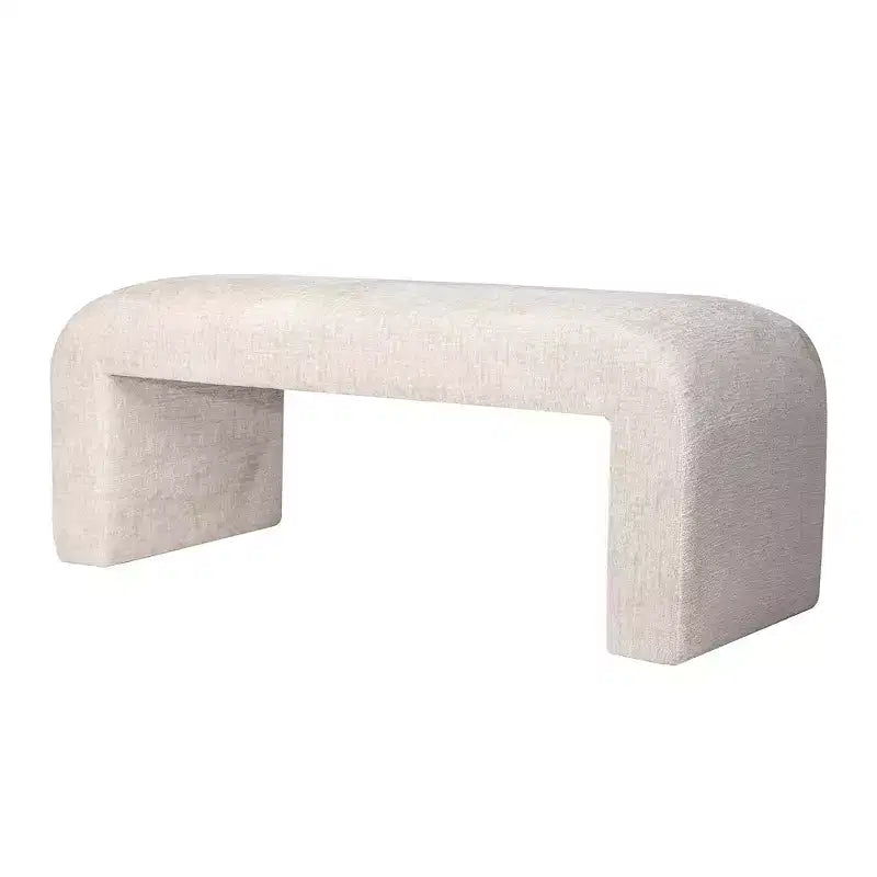 Modern Luxury Curved Upholstered Waterfall Jacquard Bench - Small