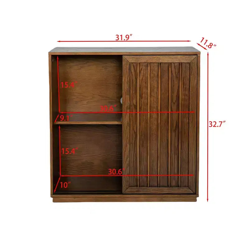 Mid Century Storage Cabinet Sideboard with 2 Sliding Doors for Living Room, Kitchen, Dining, Entryway, Walnut