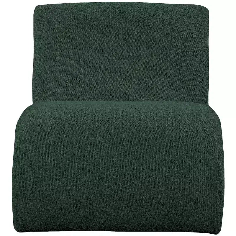 Boucle Fabric Accent Chair, Curved Contemporary Design, Black
