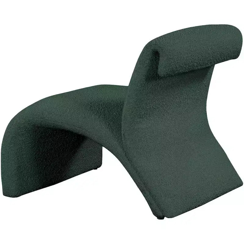 Boucle Fabric Accent Chair, Curved Contemporary Design, Black