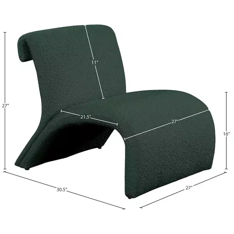 Boucle Fabric Accent Chair, Curved Contemporary Design, Black
