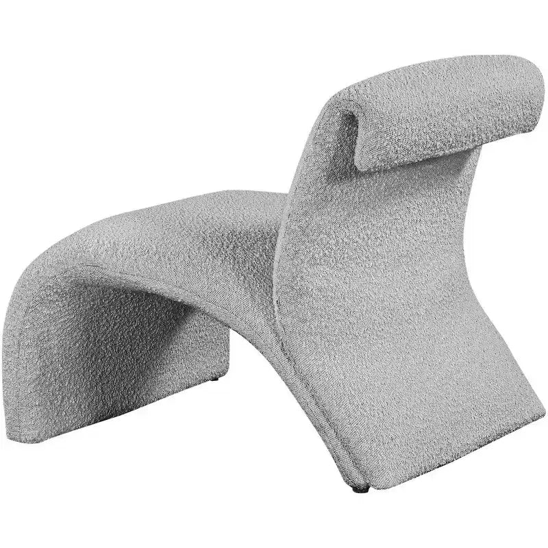Boucle Fabric Accent Chair, Curved Contemporary Design, Black