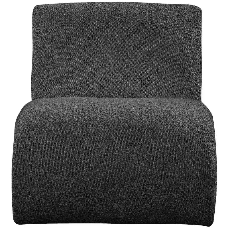 Boucle Fabric Accent Chair, Curved Contemporary Design, Black