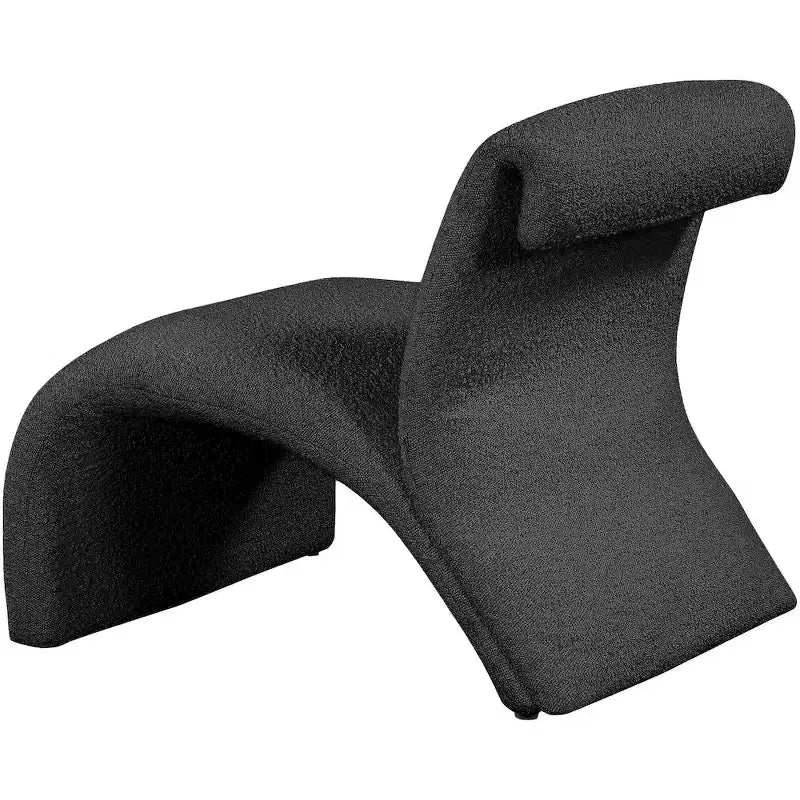 Boucle Fabric Accent Chair, Curved Contemporary Design, Black