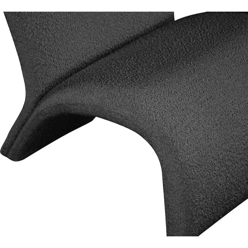 Boucle Fabric Accent Chair, Curved Contemporary Design, Black