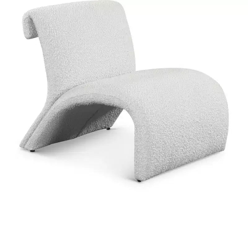 Boucle Fabric Accent Chair, Curved Contemporary Design, Black
