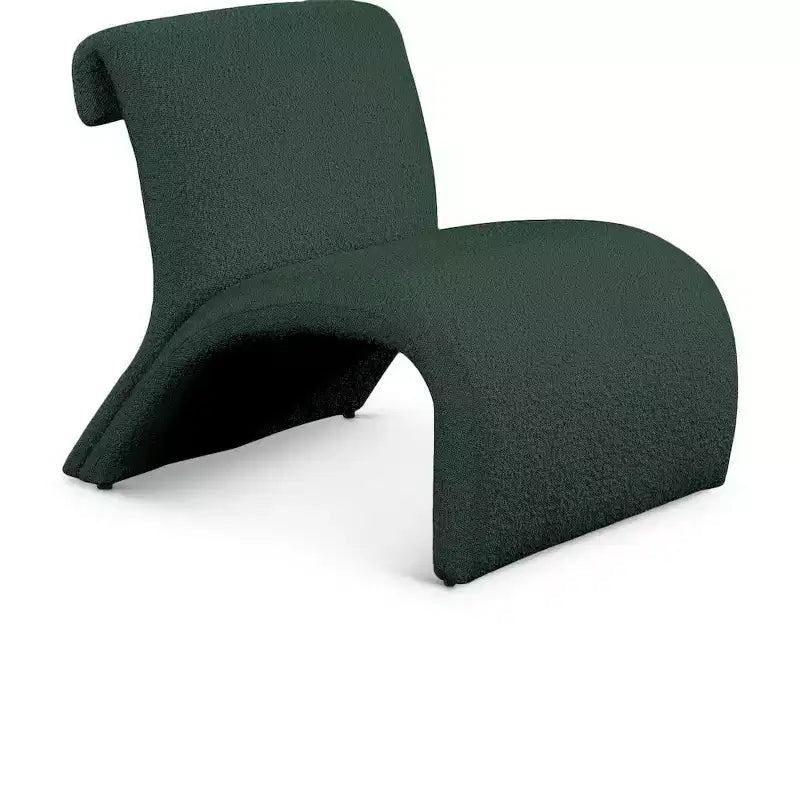 Boucle Fabric Accent Chair, Curved Contemporary Design, Black
