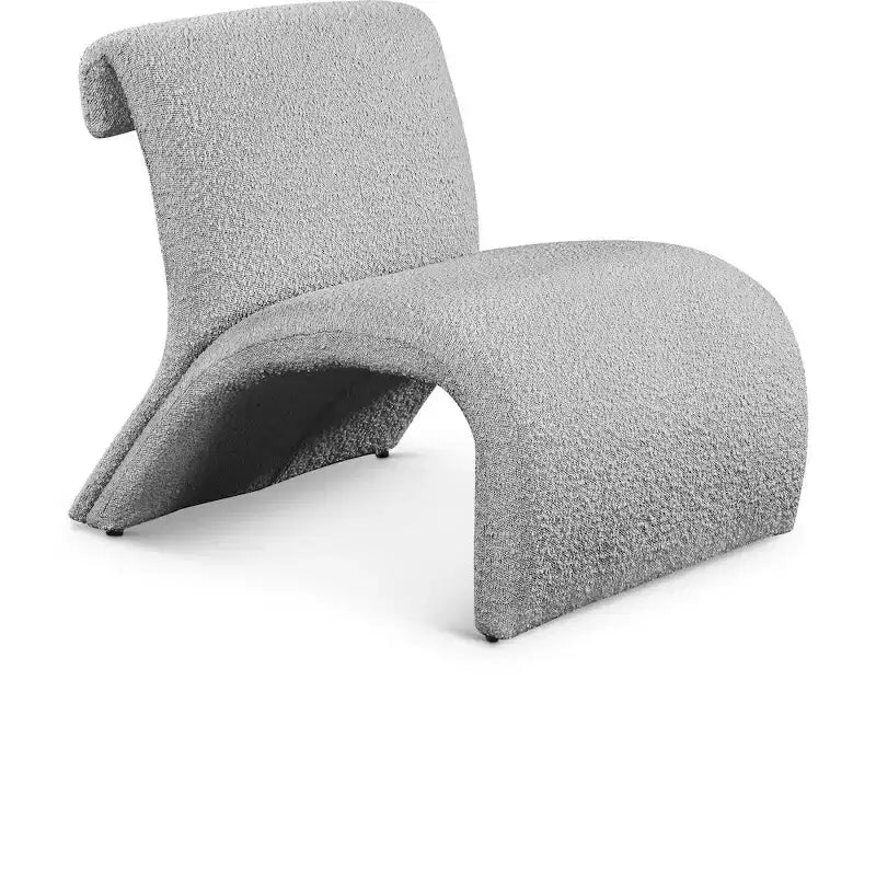Boucle Fabric Accent Chair, Curved Contemporary Design, Black