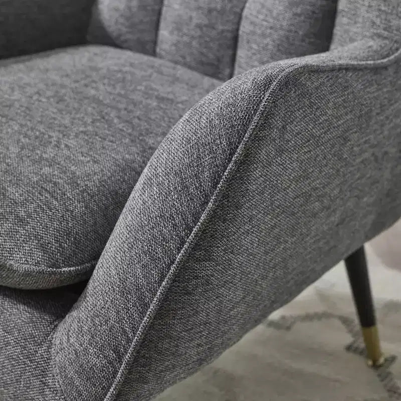 Fabric Accent Chair with Armrest and Button-Tufted Back, Mid-Century Modern Style