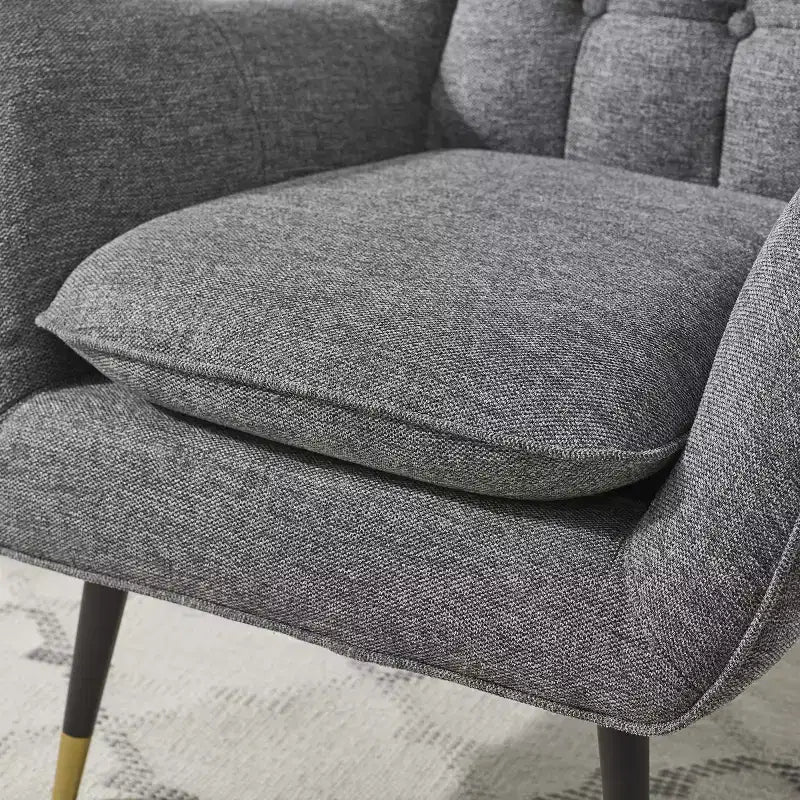 Fabric Accent Chair with Armrest and Button-Tufted Back, Mid-Century Modern Style