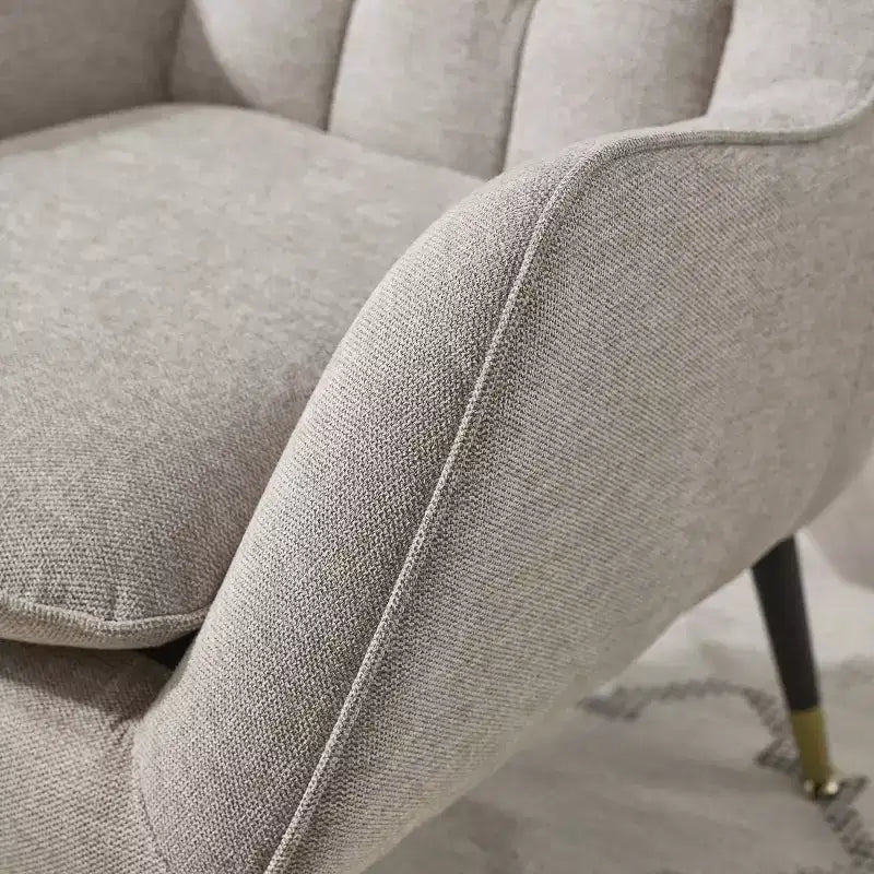Fabric Accent Chair with Armrest and Button-Tufted Back, Mid-Century Modern Style