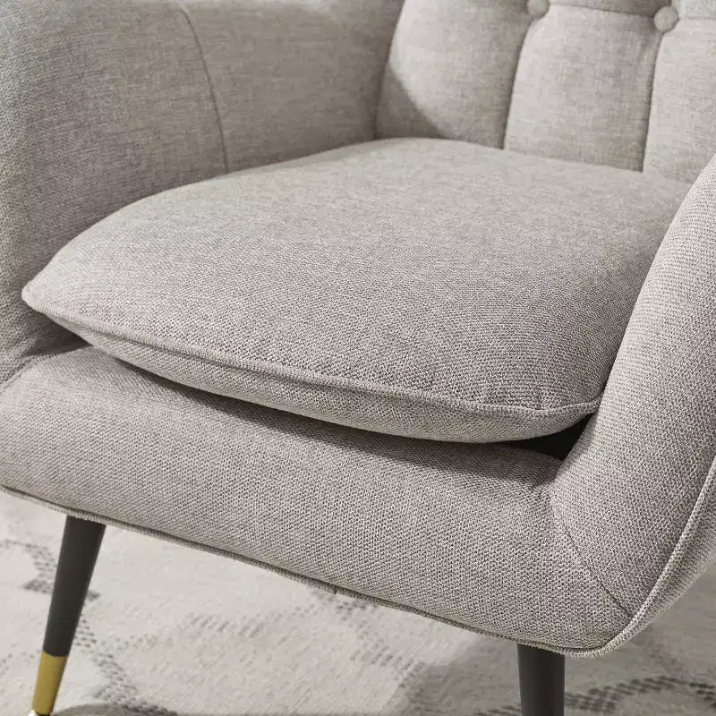 Fabric Accent Chair with Armrest and Button-Tufted Back, Mid-Century Modern Style