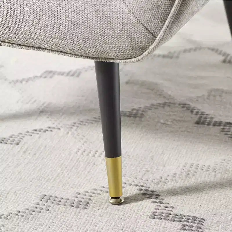Fabric Accent Chair with Armrest and Button-Tufted Back, Mid-Century Modern Style