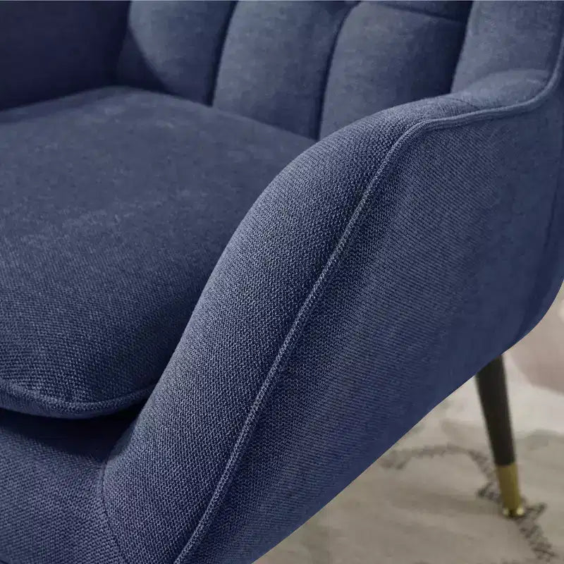 Fabric Accent Chair with Armrest and Button-Tufted Back, Mid-Century Modern Style