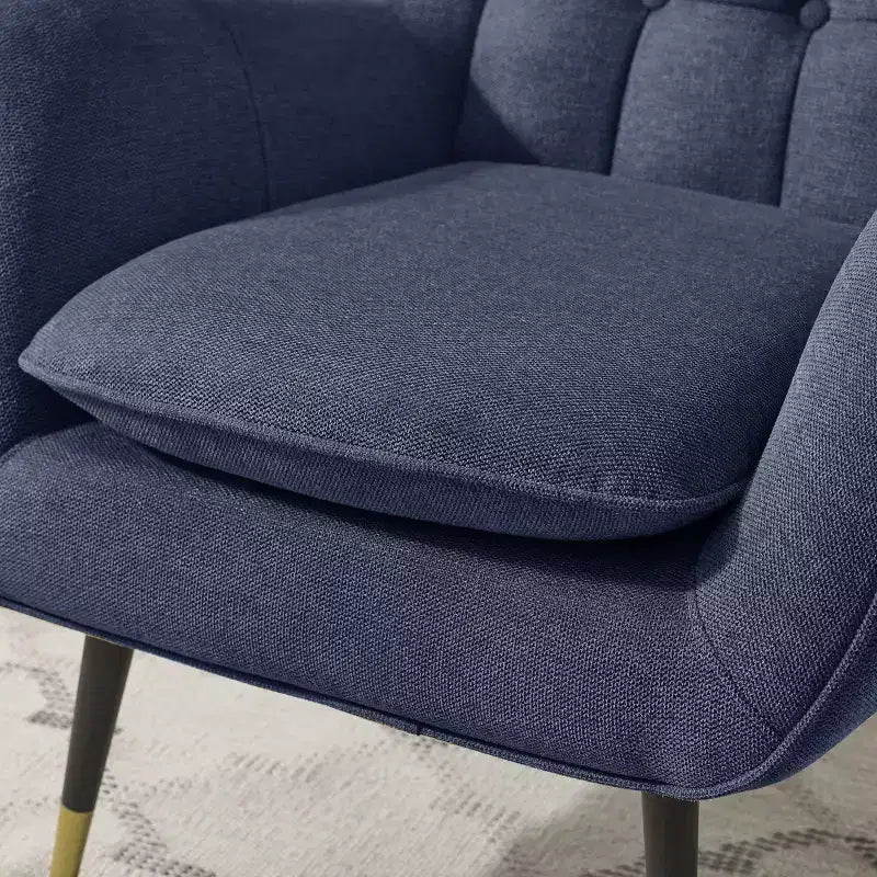 Fabric Accent Chair with Armrest and Button-Tufted Back, Mid-Century Modern Style