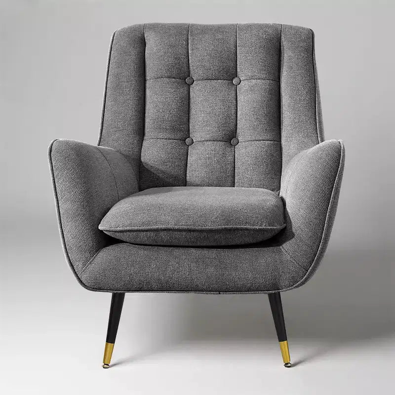 Fabric Accent Chair with Armrest and Button-Tufted Back, Mid-Century Modern Style