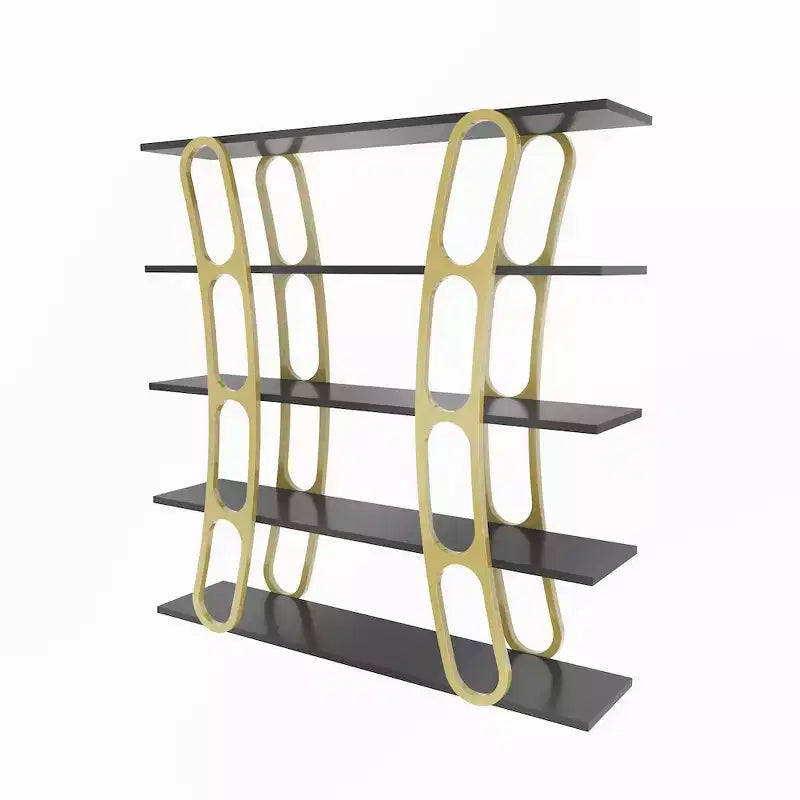 Modern Sculptural Bookcase, 5-Shelf Freestanding Display Unit, Eco-Friendly Particle Board