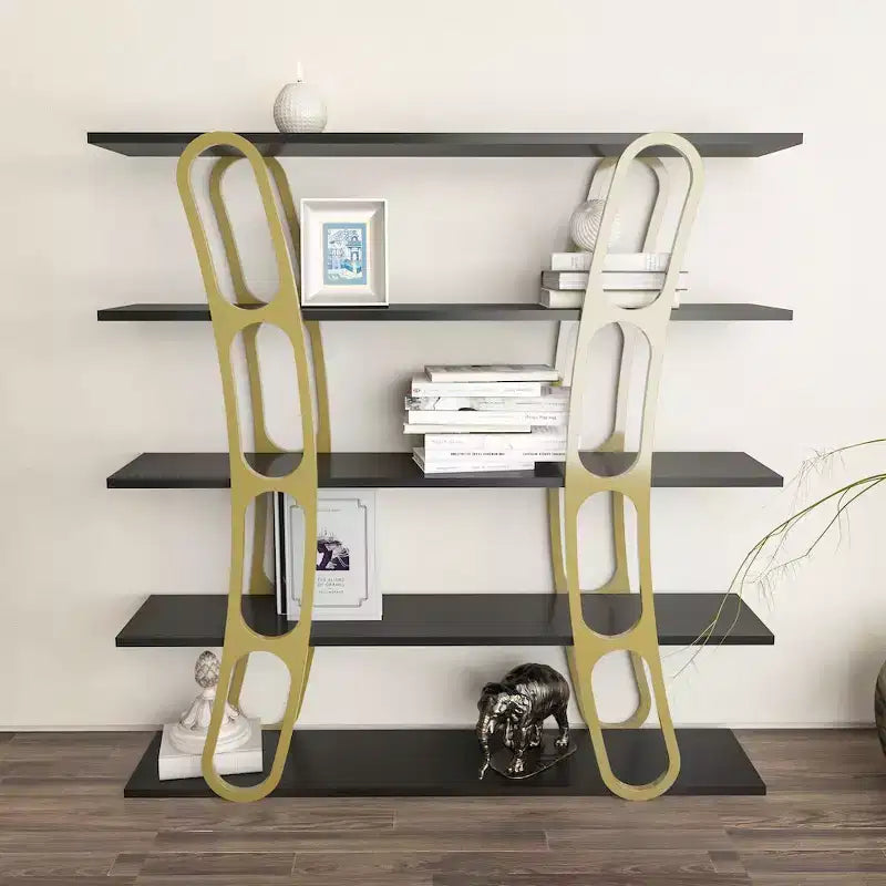 Modern Sculptural Bookcase, 5-Shelf Freestanding Display Unit, Eco-Friendly Particle Board