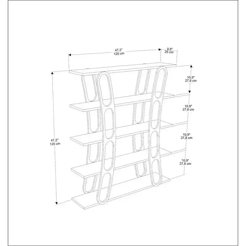 Modern Sculptural Bookcase, 5-Shelf Freestanding Display Unit, Eco-Friendly Particle Board
