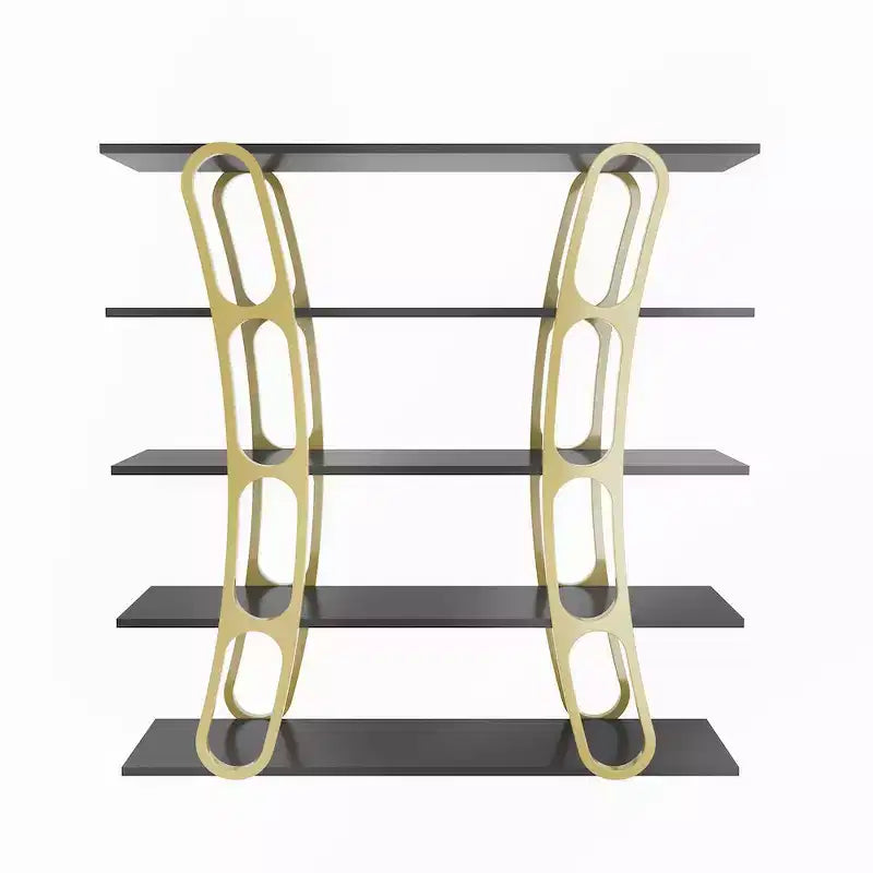 Modern Sculptural Bookcase, 5-Shelf Freestanding Display Unit, Eco-Friendly Particle Board