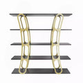 Modern Sculptural Bookcase, 5-Shelf Freestanding Display Unit, Eco-Friendly Particle Board