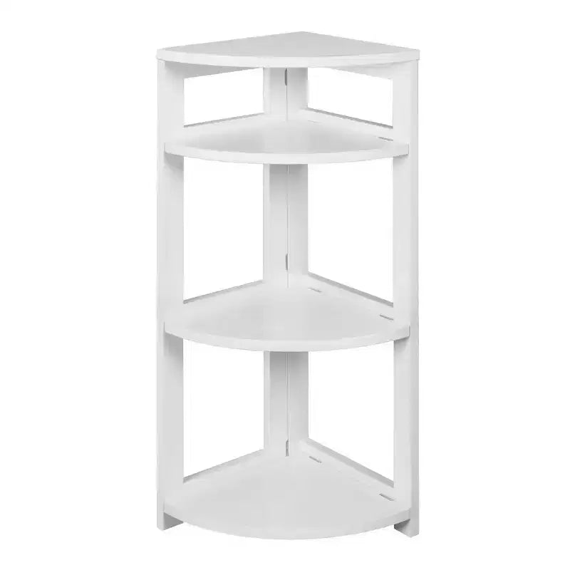 34" Corner Folding Bookcase, 3-Shelf Hardwood Frame, White
