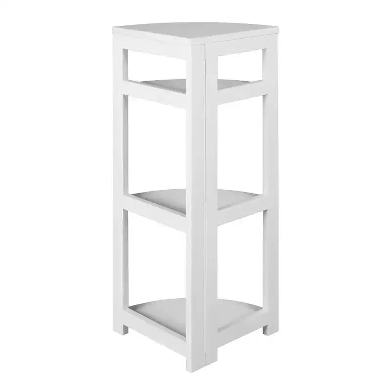 34" Corner Folding Bookcase, 3-Shelf Hardwood Frame, White