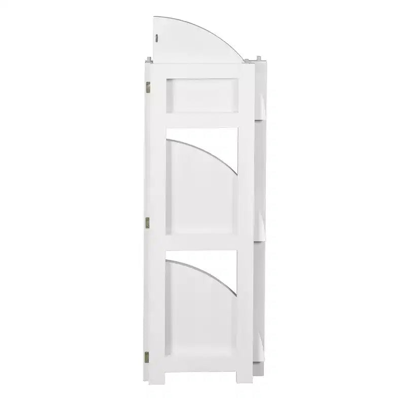 34" Corner Folding Bookcase, 3-Shelf Hardwood Frame, White