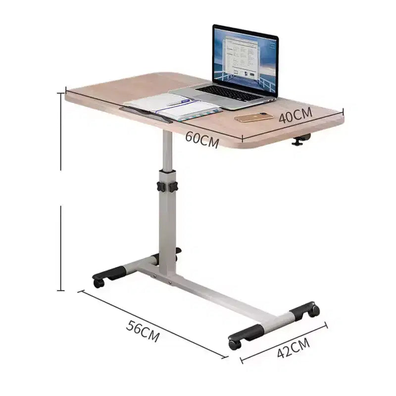 Height Adjustable Rolling Laptop Table with Locking Wheels, Overbed Side Table for Bedroom, Sofa, Office