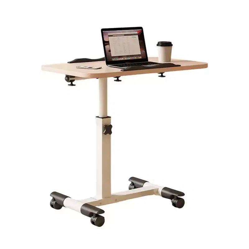 Height Adjustable Rolling Laptop Table with Locking Wheels, Overbed Side Table for Bedroom, Sofa, Office
