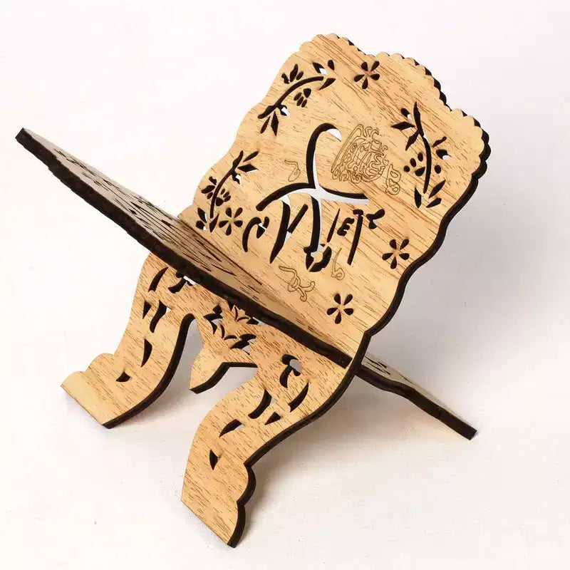 Folding Wooden Book Stand, 7.72x4.96x0.75 - Vintage Decorative Reading Stand for Prayer, Study and Display