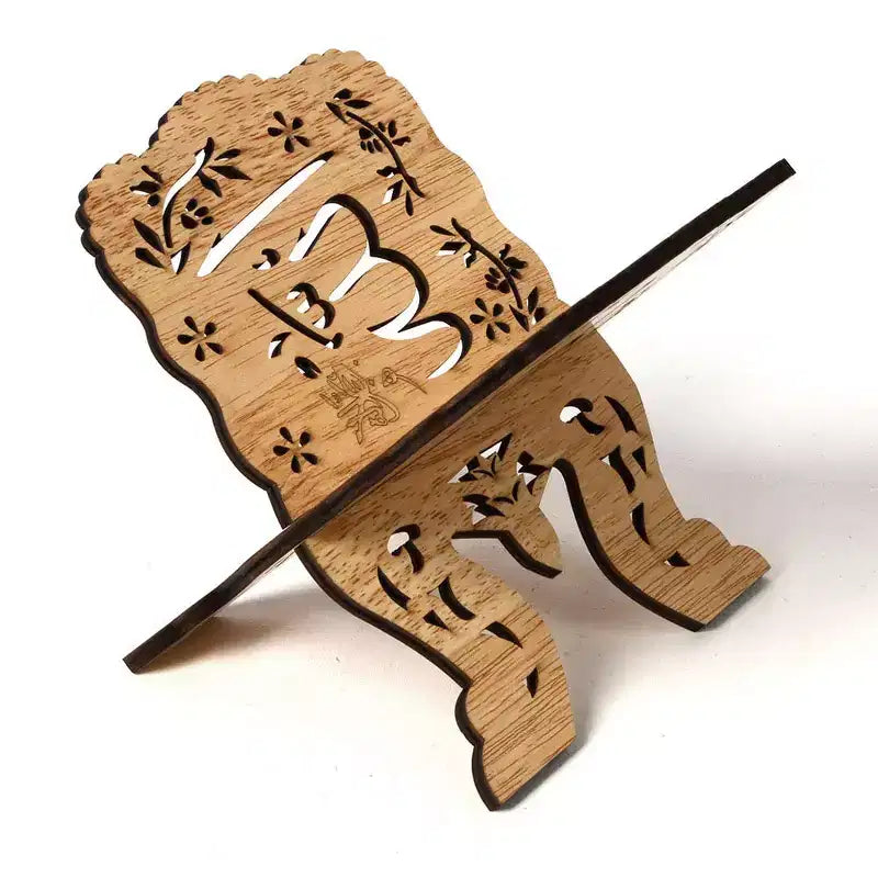 Folding Wooden Book Stand, 7.72x4.96x0.75 - Vintage Decorative Reading Stand for Prayer, Study and Display