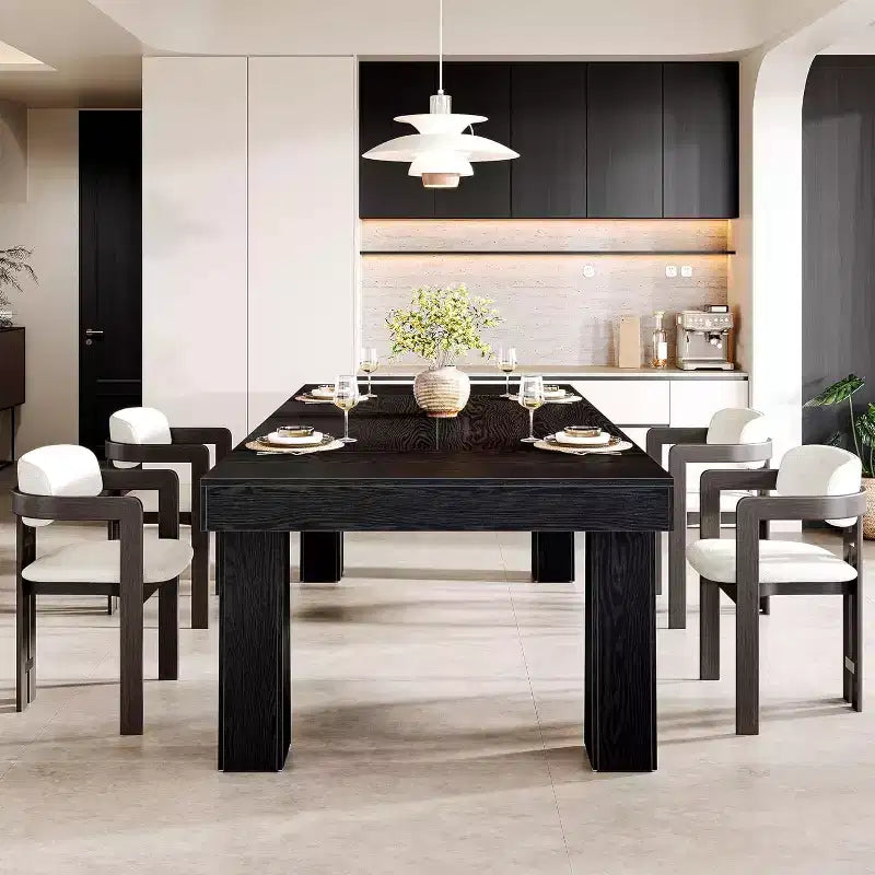 63" Modern Rectangular Dining Table with Heavy Duty Tapered Legs for Dining Room, Cafe, Restaurant