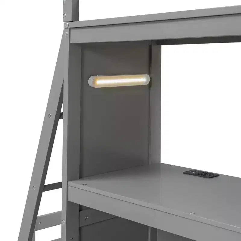 Twin over Twin Separable Bunk Beds with Desk, Drawers, USB Ports and LED Light for Kids & Teens