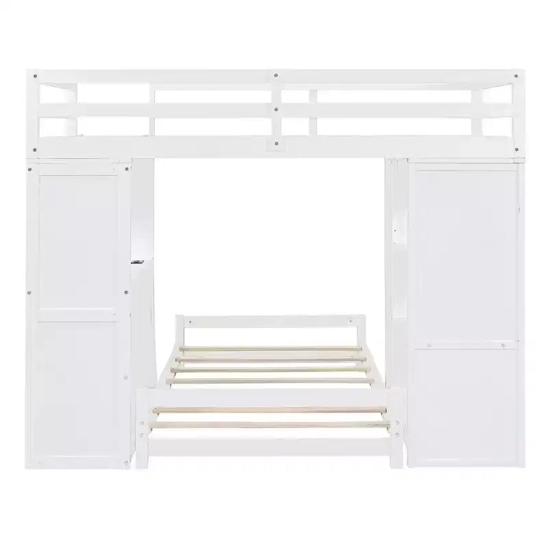 Twin over Twin Separable Bunk Beds with Desk, Drawers, USB Ports and LED Light for Kids & Teens